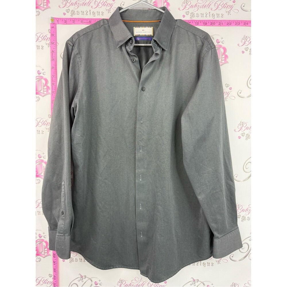Modern ambition shirt button up  Men's Long Sleeve Dress Shirt — Charcoal Gray